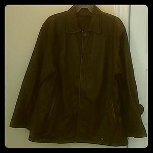 Brown leather coat
